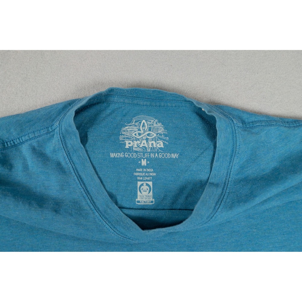 Prana Mens T-Shirt Short Sleeve Crew Neck Heathered Blue Size M Gorpcore - Picture 3 of 9